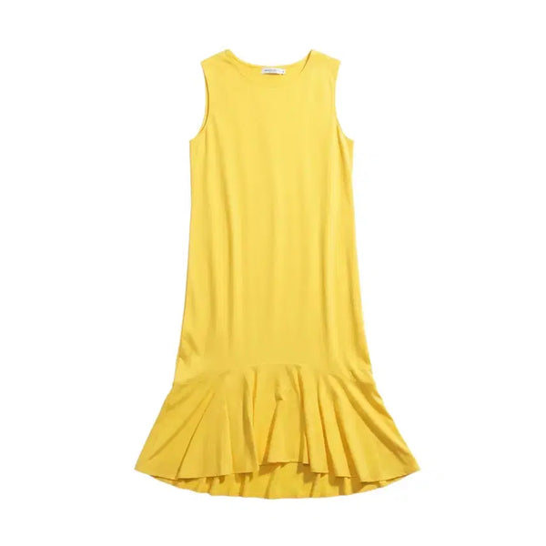 [BUNJANG] Women's Sleeveless Round Neck Lapel Dress / 여성F/ Lapel 라운드넥 민소매 원피스YE 36-20