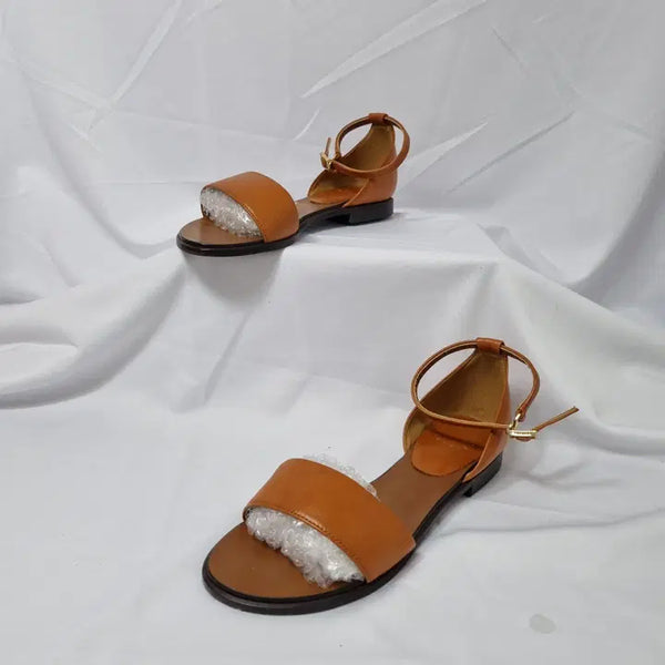 [BUNJANG] DooHa Vintage Barbara Ankle Strap Sandals Slippers Camel / 두하빈티지 235 바바라 앵클 스트랩 샌들 슬리퍼 카멜