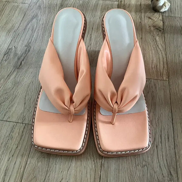 [BUNJANG] Women's Platform Wedge Flip-Flop Sandals (9cm Heel) / 키높이 통굽 플랫폼 쪼리 샌들 구두