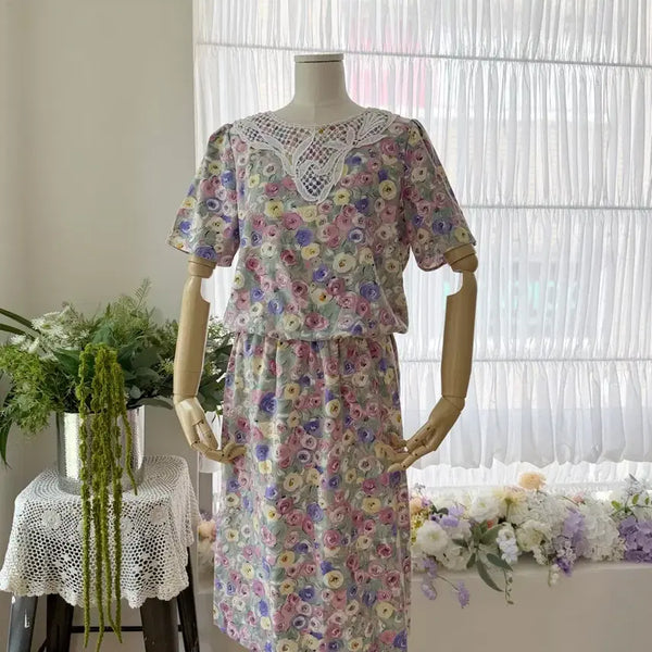 [BUNJANG] Vintage USA Rose Crochet Lace Dress / 미국 빈티지 로즈 크로쉐 레이스 원피스