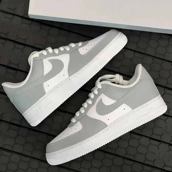 [BUNJANG] Nike Air Force 1 White/Grey Two-Tone Leather Unisex Sneakers / 나이키 에어포스1 화이트그레이 투톤 남녀공용 가죽 스니커즈 데일리 베이직 운동화