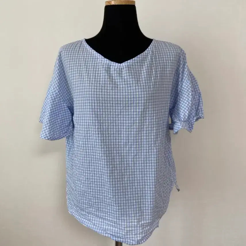 [BUNJANG] Blue Check Blouse / 블루 체크 블라우스