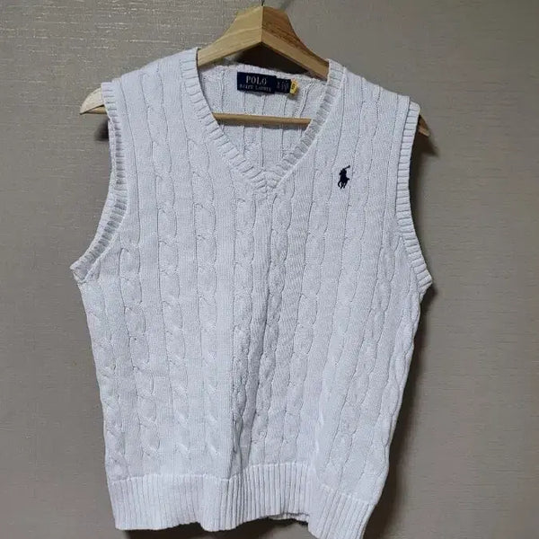 [BUNJANG] Polo Ralph Lauren Cable Knit Vest White / 폴로 랄프로렌 케이블 니트 조끼 화이트