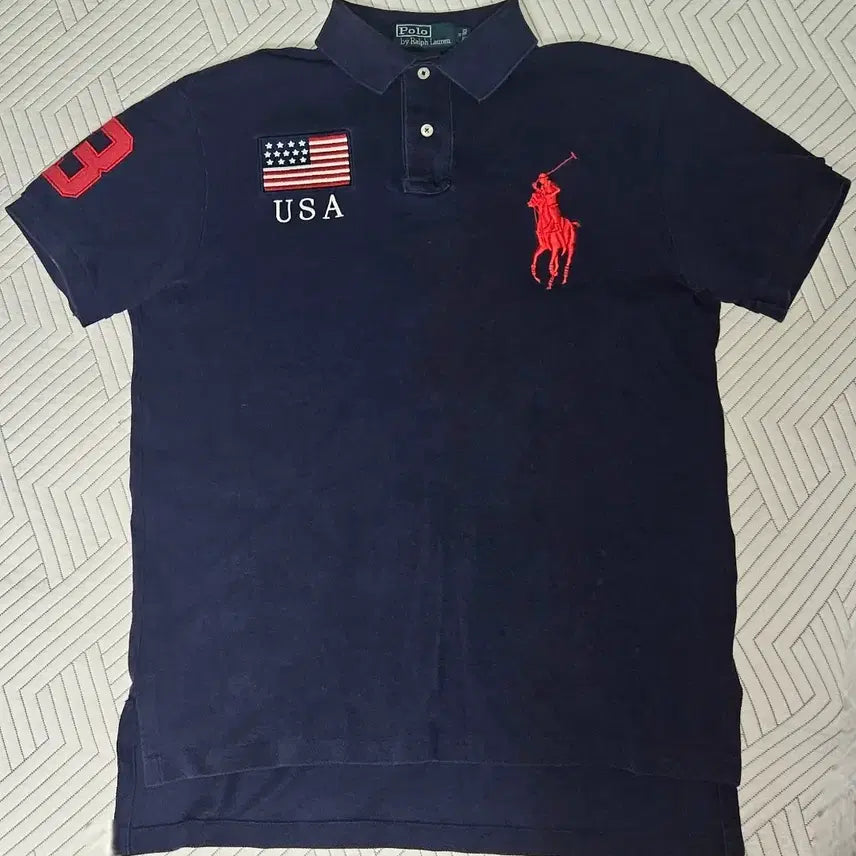 [BUNJANG] Polo Ralph Lauren Navy USA Big Pony Pique Polo Shirt M / 폴로 랄프로렌 네이비 USA 빅포니 카라티 M