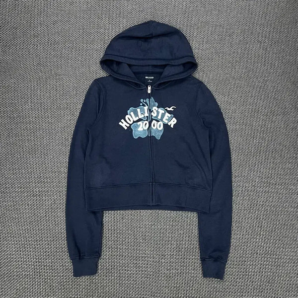 [BUNJANG] Hollister Grey-Blue Zip-Up Hoodie / 홀리스터 그레이블루 후드집업