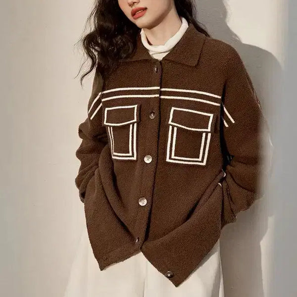 [BUNJANG] KUOSE Brown Color Block Collar Jacket Size M / 새상품) 쿠오세 KUOSE 브라운 배색 카라 자켓 M사이즈