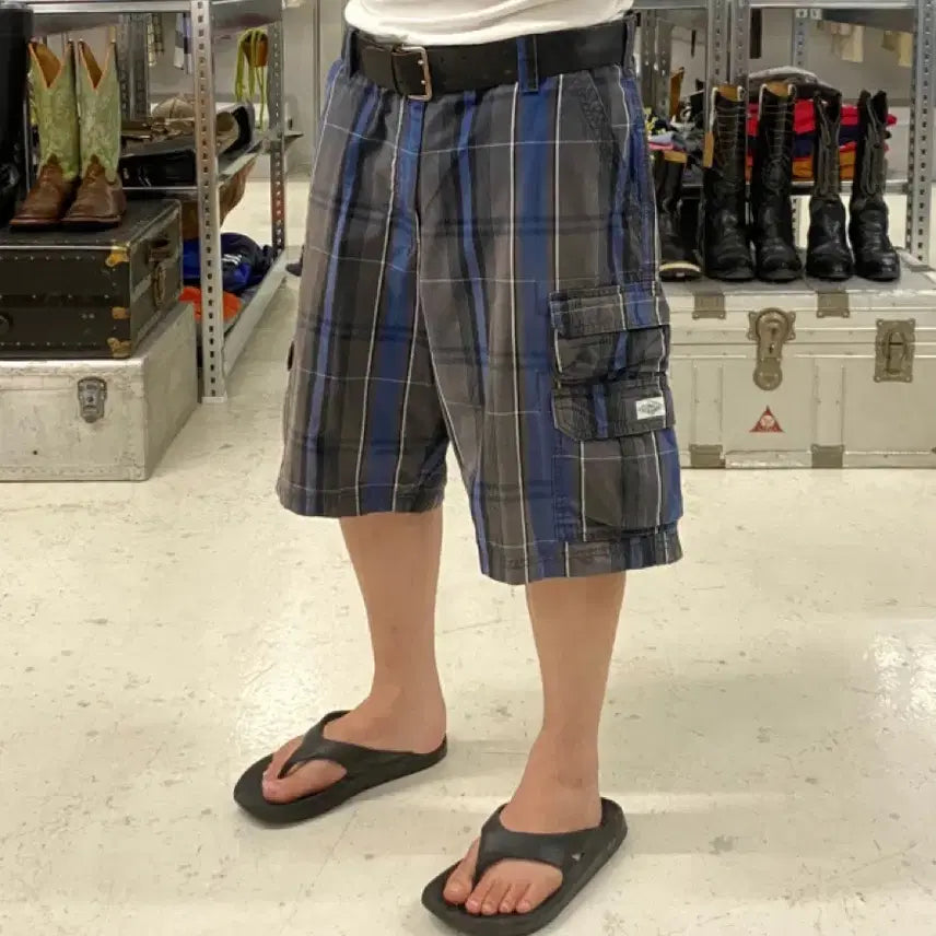 [BUNJANG] Lee Double Cargo Bermuda Shorts Check Pattern / LEE cargo bermuda pants 리 카고 버뮤다팬츠