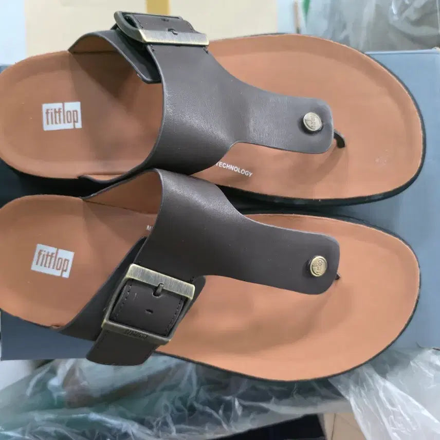 [BUNJANG] Fitflop Leather Flip-Flops Brown Size 270 / 매장정품)핏플랍 가죽쪼리 270