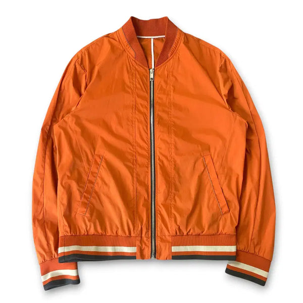 [BUNJANG] System Limonta Fabric Orange Blouson Bomber Jacket / (100) 시스템 리몬타 원단 오렌지 블루종 봄버 자켓