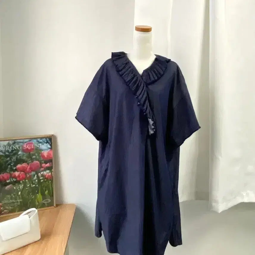 [BUNJANG] System Frill Black Denim Dress M-L / 시스템 프릴 흑청 데님 원피스 M-L
