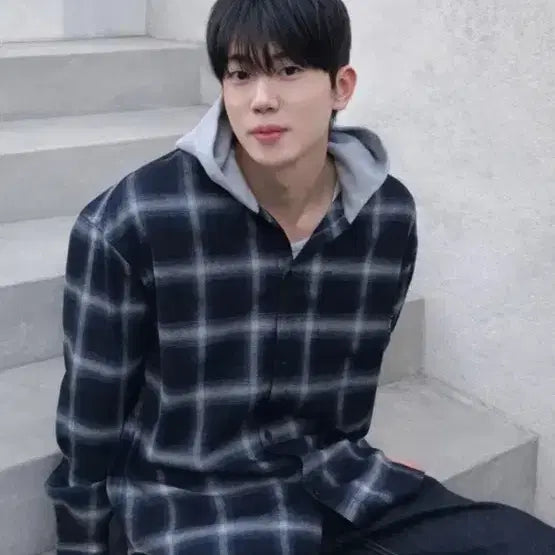 [BUNJANG] NOTONLYTHEDAY Checked Pattern Hood Shirt / 낫온리포투데이 후드 셔츠