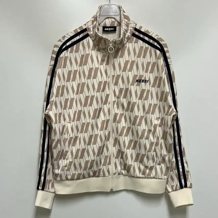[BUNJANG] NERDY Symbol Pattern Block Track Top Cream XS / [여자-85 (XS)]널디 심볼 패턴 블록 트랙탑