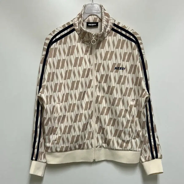 [BUNJANG] NERDY Symbol Pattern Block Track Top Cream XS / [여자-85 (XS)]널디 심볼 패턴 블록 트랙탑