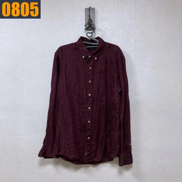 [BUNJANG] HAZZYS 100% Burgundy Shirt / 100 HAZZYS 헤지스 마100% 버건디 셔츠