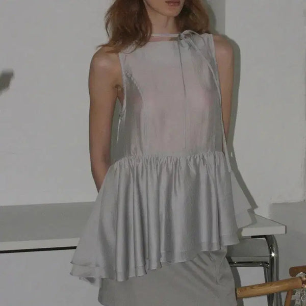 [BUNJANG] Partimento Woman Sleeveless Blouse - Grey / 파르티멘토우먼 슬리브리스 민소매 블라우스 그레이