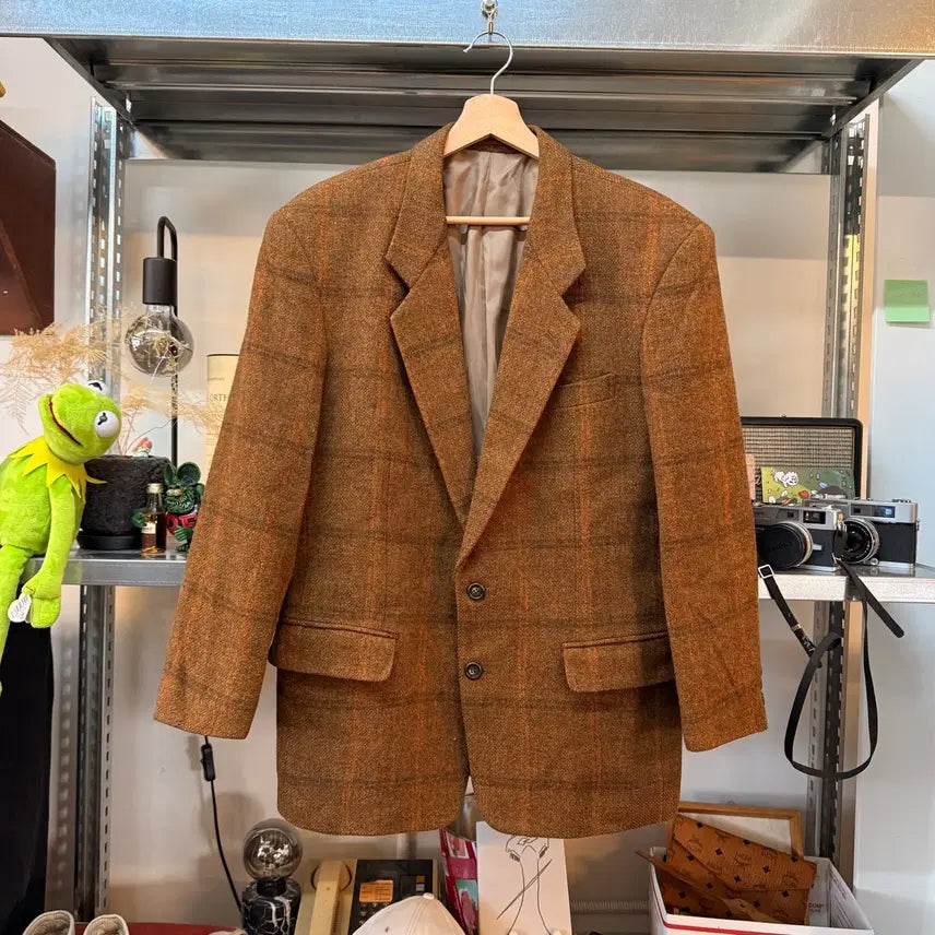 [BUNJANG] Galerie de la Vaque Notched Lapel Windowpane Check Jacket / Galerie de la Vaque 노치드 라펠 윈도우페인 자켓
