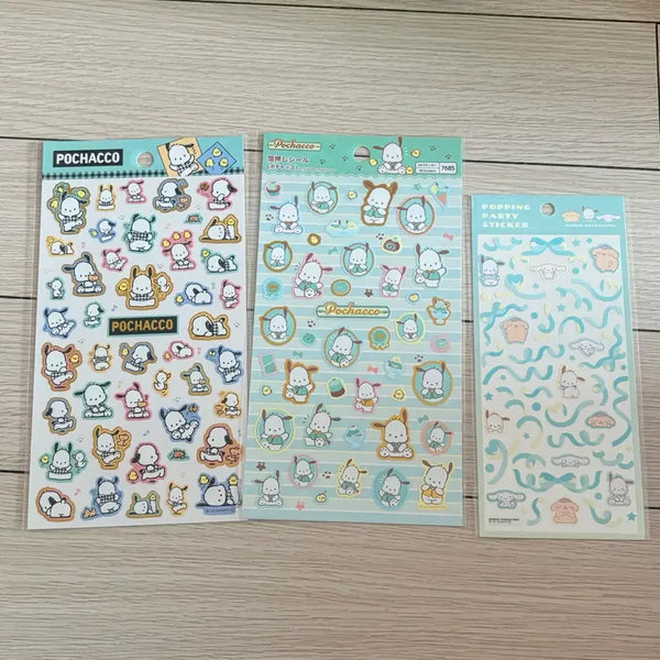 [BUNJANG] Sanrio Pochacco Sticker 3-Piece Set Bundle / 산리오 포차코 스티커 3종 세트 일괄판매 시나모롤 폼폼푸린 탑꾸