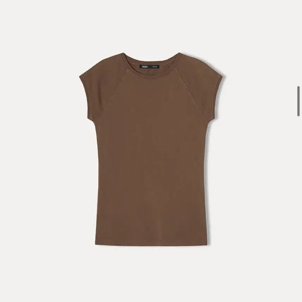 [BUNJANG] MIXXO Sleeveless T-Shirt Brown / 미쏘 캡소매 티셔츠 브라운_실착 5회 정도_S