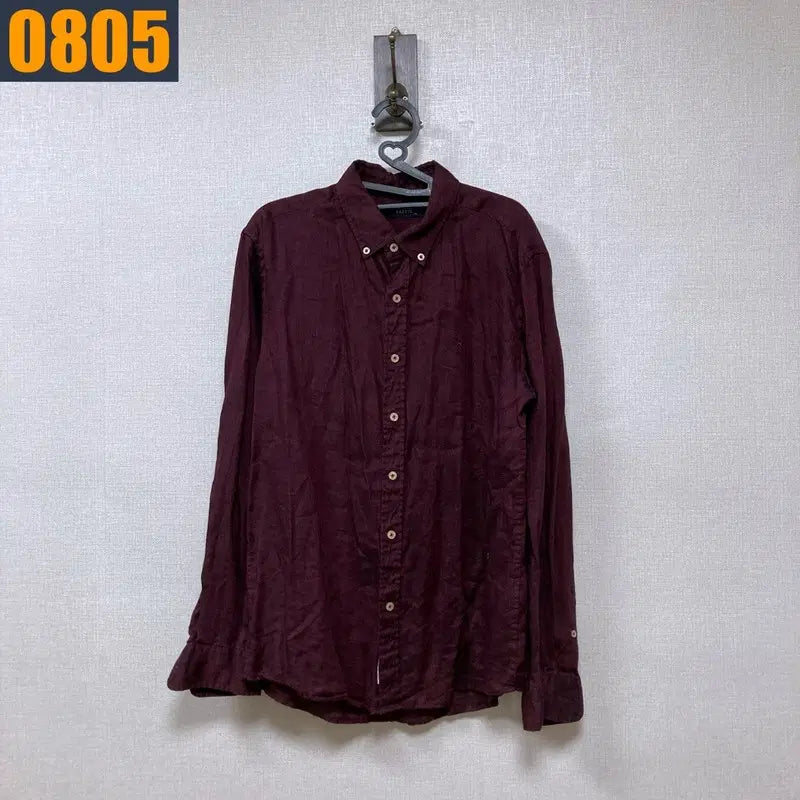 [BUNJANG] Hazzys Burgundy 100% Cotton Shirt / 100 HAZZYS 헤지스 마100% 버건디 셔츠