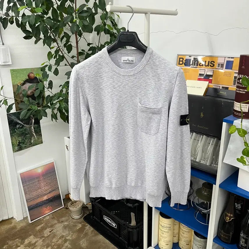 [BUNJANG] Stone Island Crewneck Pocket Cotton/Nylon Knit XL / 스톤아일랜드 크루넥 포켓 코튼/나일론 니트 XL