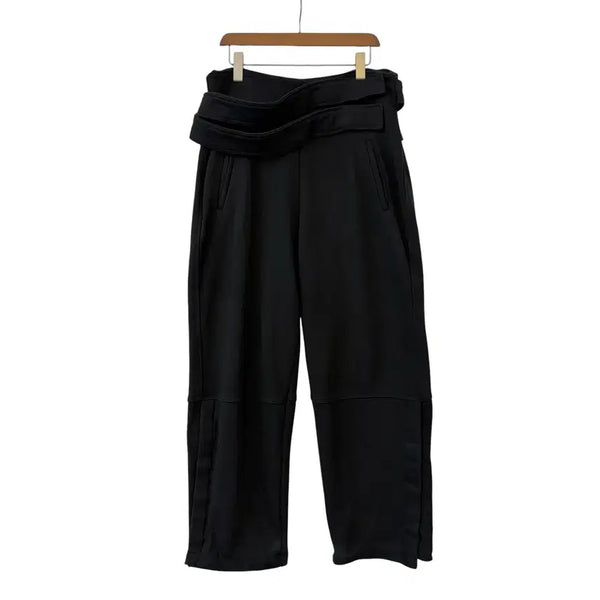 [BUNJANG] 604Service Belted Cotton Wide Pants Black M / 604서비스 벨티드 코튼 와이드 팬츠 블랙 M 정품