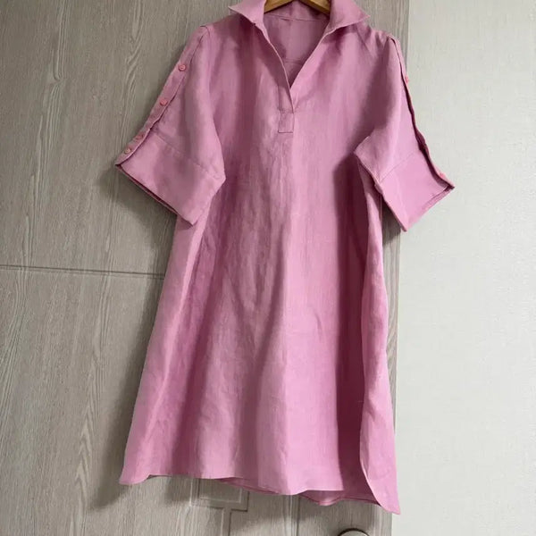 [BUNJANG] 100% Linen Long Blouse Dress / 린넨100%롱블라우스,원피스 새상품