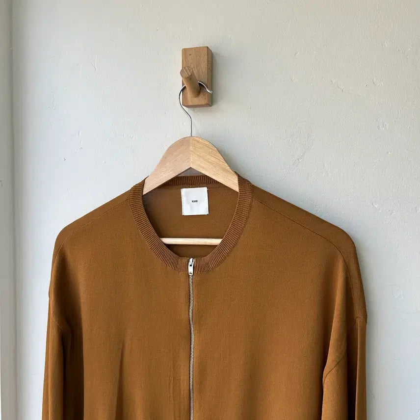 [BUNJANG] KUHO Yellow Knit Zip-up Sweater / 구호 황토색 니트 집업