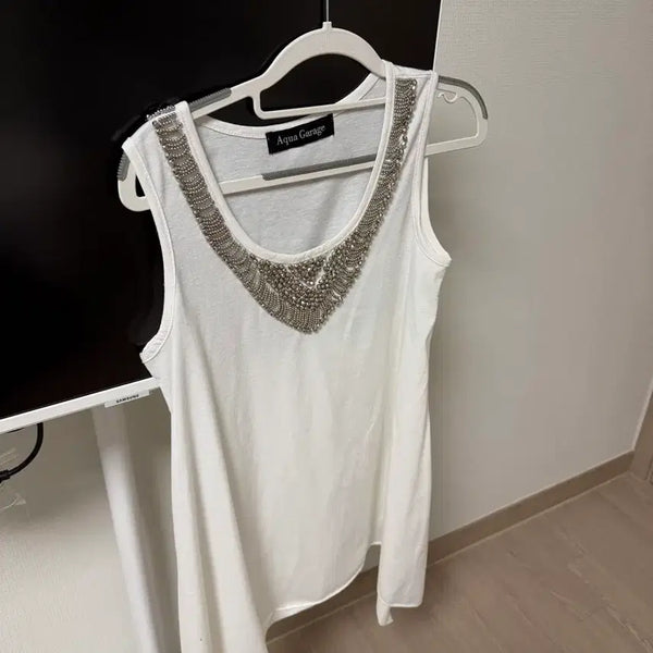 [BUNJANG] White Beaded Dress / 화이트 비즈 원피스