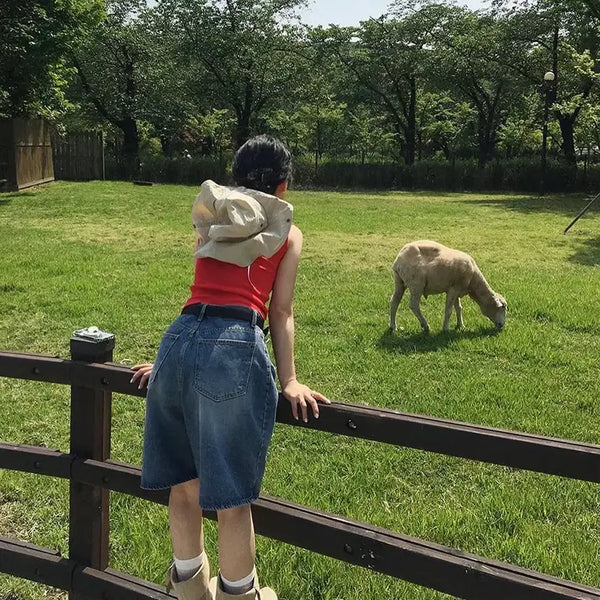 [BUNJANG] EOV Boatneck Red Sleeveless Top / 에오브 보트넥 레드 나시