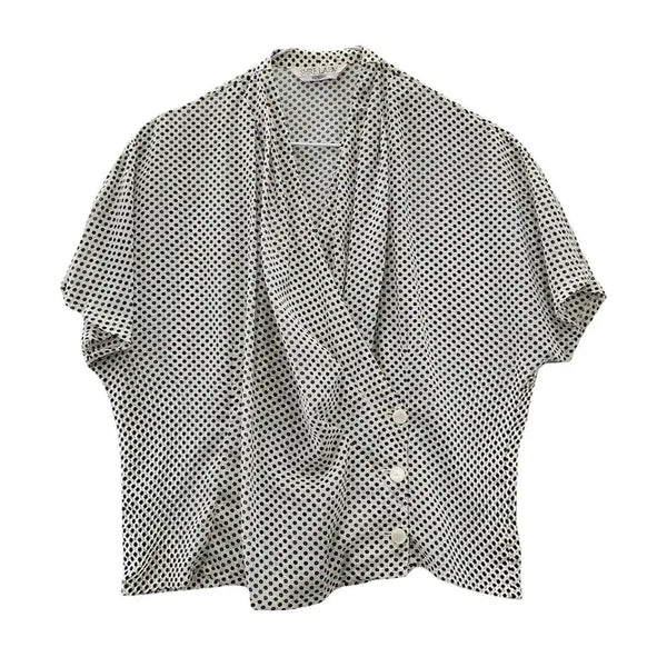 [BUNJANG] Avant-garde Draped Polka Dot Blouse - Size L / 아방가르드 드레이프 도트 블라우스 L