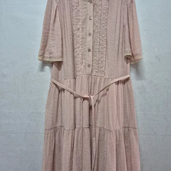 [BUNJANG] Thursday Island Lace Paneled Long Dress / 써쓰데이아일랜드 레이스 배색 원피스