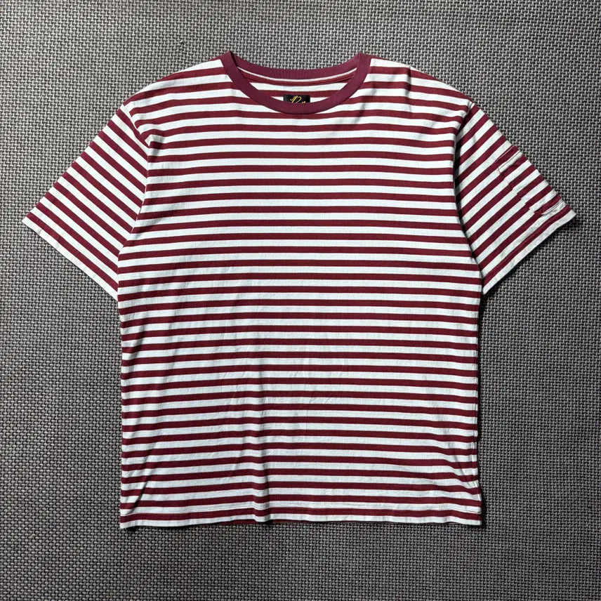 [BUNJANG] Needles Short Sleeve T-Shirt Burgundy Stripe M / NEEDLES 반팔(m)