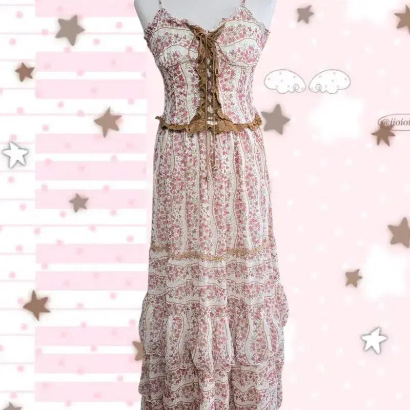 [BUNJANG] LIZLISA Eyelet Floral Maxi Dress / 고전 리즈리사 아일렛 플로럴 원피스 헤이세이 히메갸루 라떼갸루 모리걸 아오이유우 양산형 트랄라라 엑시즈팜 핀터깔 짜잔씨 핀터레스트