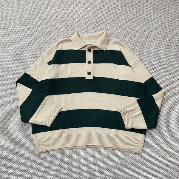 [BUNJANG] LAWLESS Stripe Collar Knit L-XL / L-XL LAWLESS 스트라이프 카라 니트 N.9660
