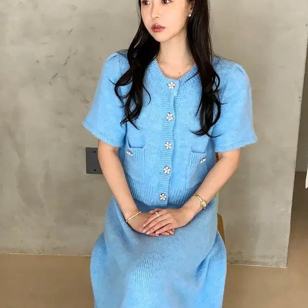 [BUNJANG] Bycini Knit Two-Piece Set - Sora / 바이씨니 제작이사통니트투피스 소라