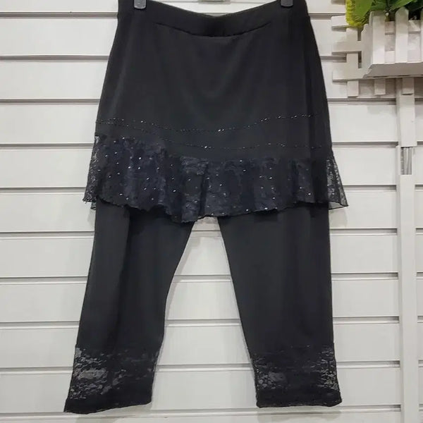 [BUNJANG] Cubic Point Lace Seven-Quarter Sleeve Leggings / 큐빅포인트레이스칠부레깅스