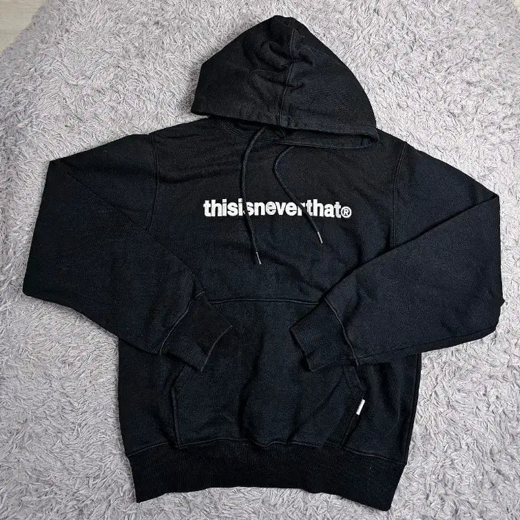 [BUNJANG] thisisneverthat Embroidered Logo Hoodie Black S / (Z)디스이즈네버댓 자수 로고 후드티 블랙 S