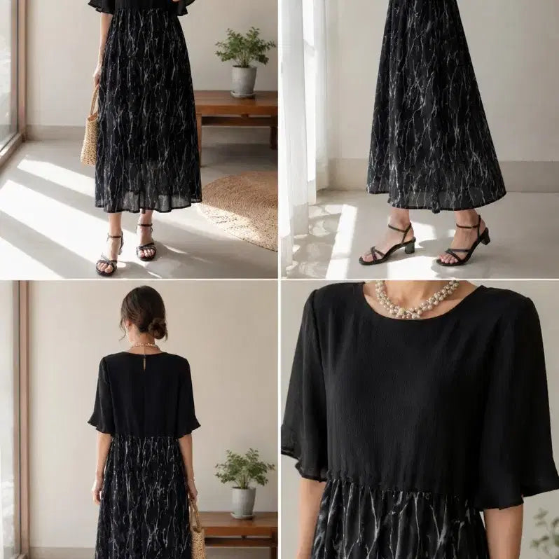 [BUNJANG] Punggi Inyeon Colorblock Long Dress / 풍기인견 배색 롱원피스