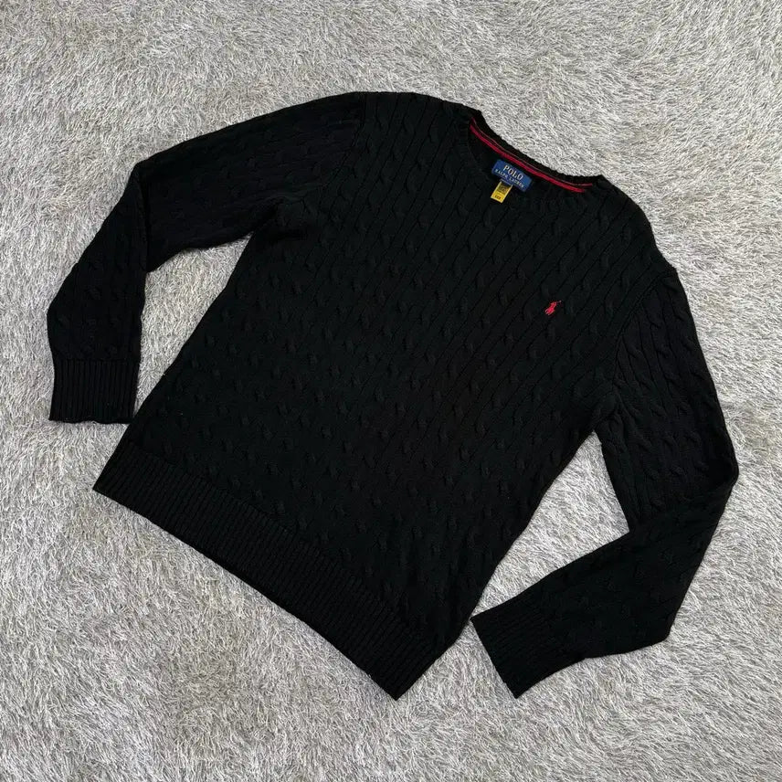 [BUNJANG] Polo Ralph Lauren Cable Knit Sweater Black / 폴로 랄프로렌 케이블 니트 검정