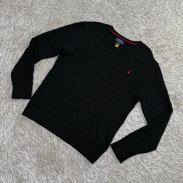 [BUNJANG] Polo Ralph Lauren Cable Knit Sweater Black / 폴로 랄프로렌 케이블 니트 검정