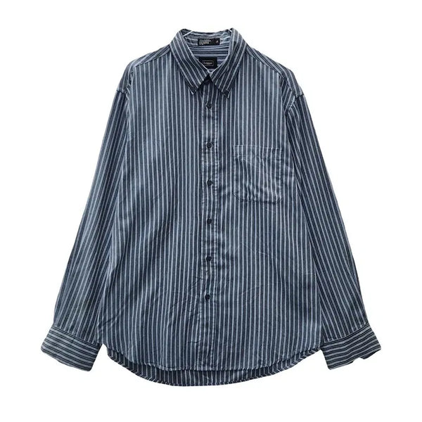 [BUNJANG] Vintage HAGGAR Striped Navy Blue Shirt (L/G) / 빈티지 HAGGAR 스트라이프 네이비블루 셔츠 L/G