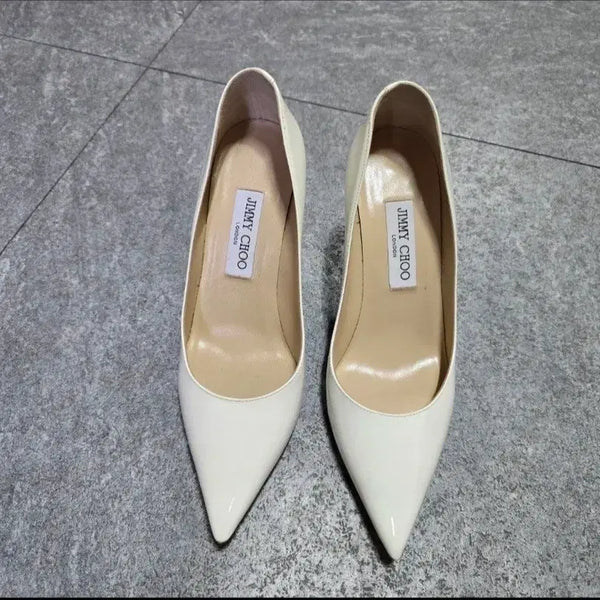 [BUNJANG] Jimmy Choo Patent Leather Heels White Size 38.5 / 지미추 페이던트힐 화이트38 1/2