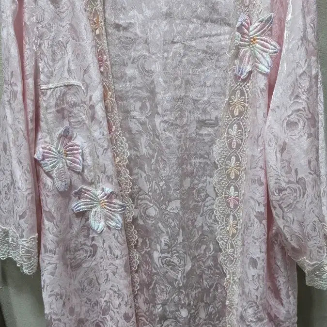 [BUNJANG] Pink Lace Floral Nightgown / 나이트가운