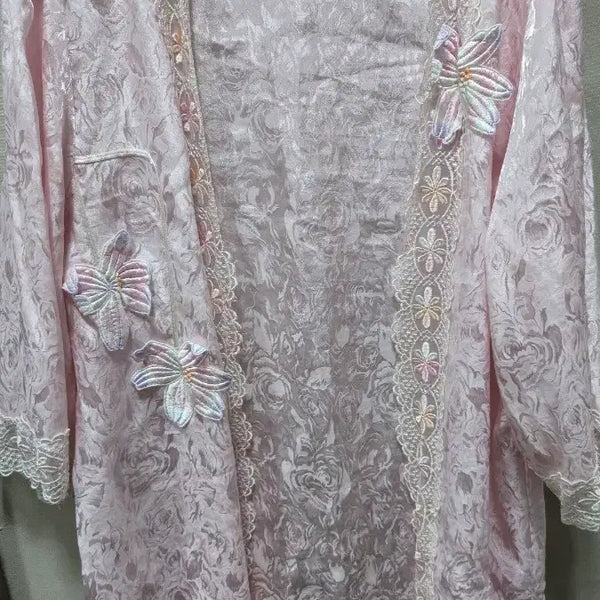 [BUNJANG] Pink Lace Floral Nightgown / 나이트가운