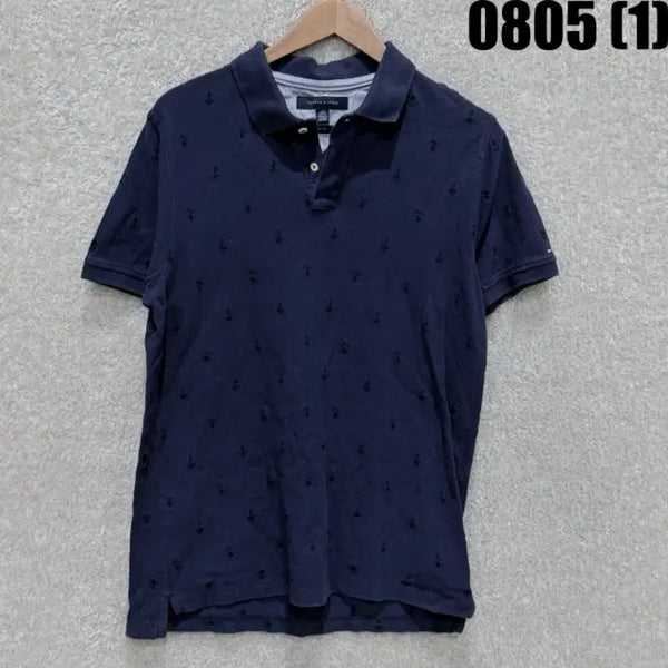 [BUNJANG] Tommy Hilfiger Navy Anchor Pattern Short Sleeve Polo Shirt / 타미힐피거 네이비 패턴 반팔 카라티