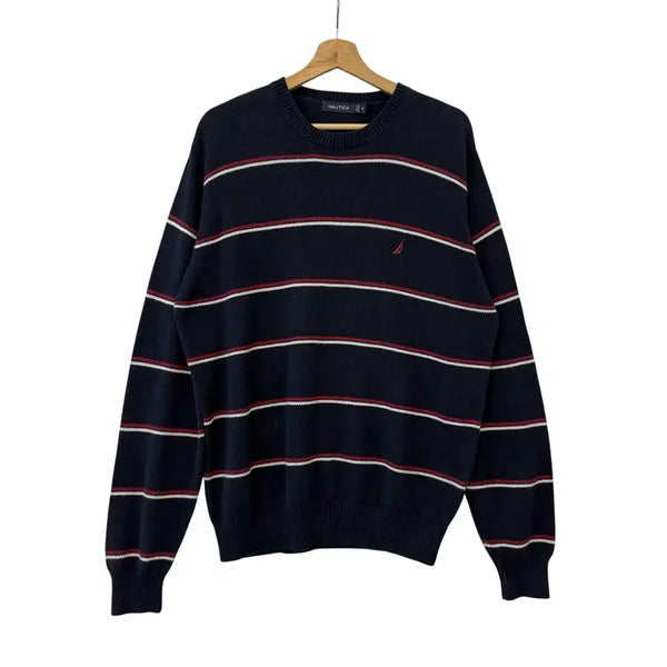 [BUNJANG] Nautica Striped Cotton Knit Navy M / 노티카 단가라 코튼 니트 네이비 M 정품