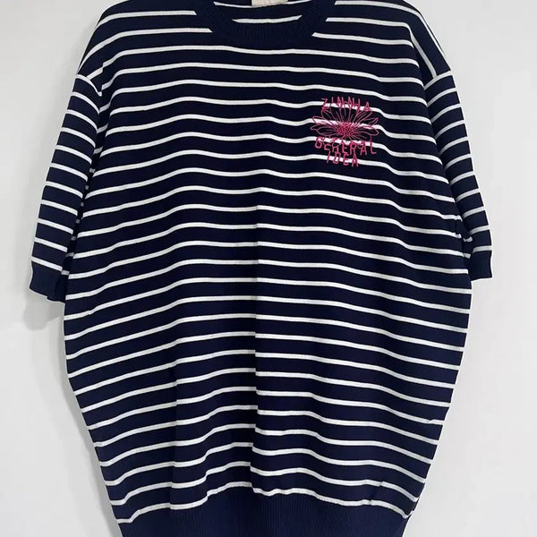[BUNJANG] General Idea Unisex Short Sleeve Striped Knit M / 제너럴아이디어 남여공용 반팔 스트라이프 니트 M