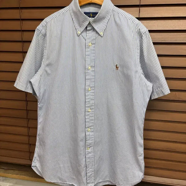 [BUNJANG] Polo Ralph Lauren Striped Cotton Short Sleeve Shirt / 폴로 랄프로렌 스트라이프 패턴 코튼 반팔 셔츠 Polo Ralph Lauren