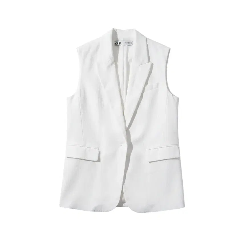 [BUNJANG] Zara Women's One-Button Vest WH / 여성L/ 자라 원버튼 조끼 베스트WH 36-30