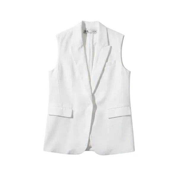 [BUNJANG] Zara Women's One-Button Vest WH / 여성L/ 자라 원버튼 조끼 베스트WH 36-30
